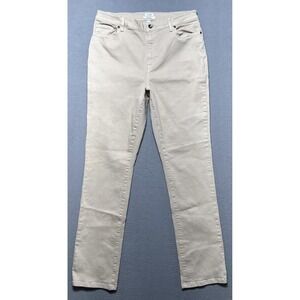 LL Bean Classic Fit True Shape Jeans Womens 14 Tall (32x33) Beige Basic Minimal